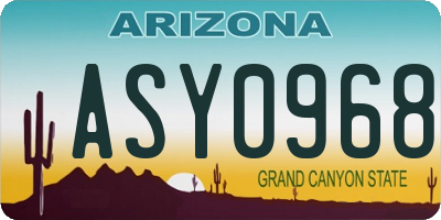 AZ license plate ASY0968