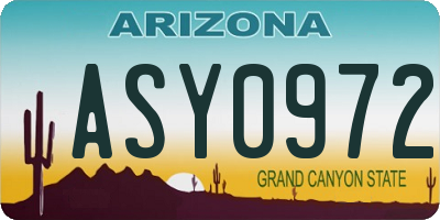AZ license plate ASY0972