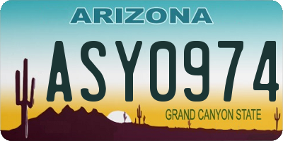 AZ license plate ASY0974