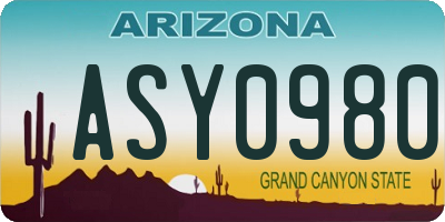 AZ license plate ASY0980