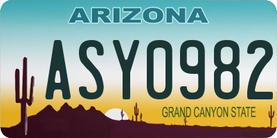 AZ license plate ASY0982
