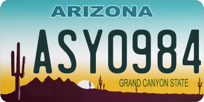 AZ license plate ASY0984