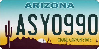 AZ license plate ASY0990