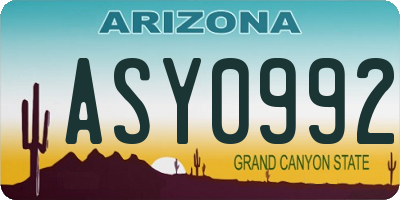 AZ license plate ASY0992
