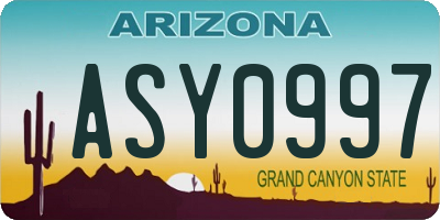 AZ license plate ASY0997