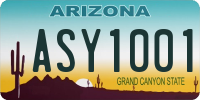 AZ license plate ASY1001