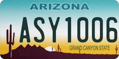 AZ license plate ASY1006
