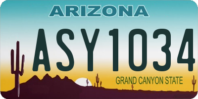 AZ license plate ASY1034
