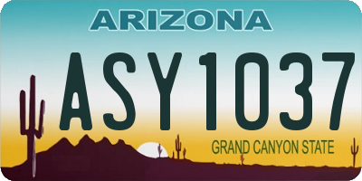 AZ license plate ASY1037