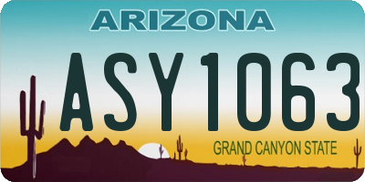 AZ license plate ASY1063
