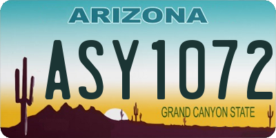 AZ license plate ASY1072