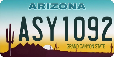 AZ license plate ASY1092