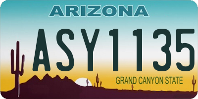 AZ license plate ASY1135