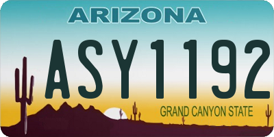 AZ license plate ASY1192