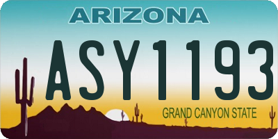 AZ license plate ASY1193