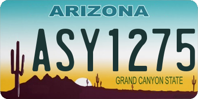 AZ license plate ASY1275