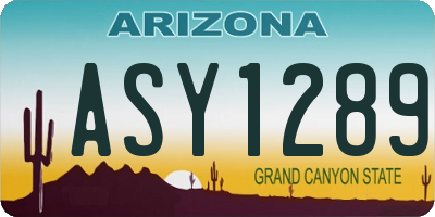 AZ license plate ASY1289