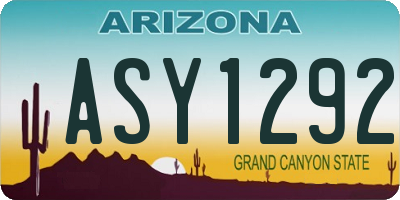 AZ license plate ASY1292