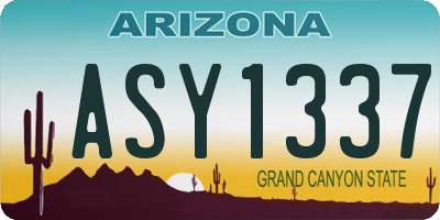 AZ license plate ASY1337
