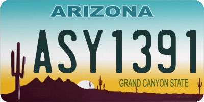AZ license plate ASY1391