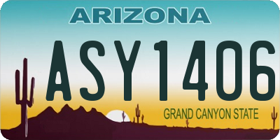AZ license plate ASY1406