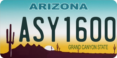 AZ license plate ASY1600