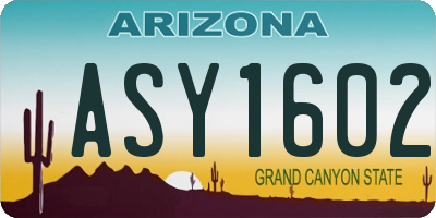 AZ license plate ASY1602