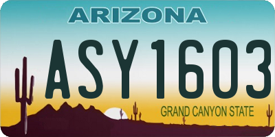 AZ license plate ASY1603