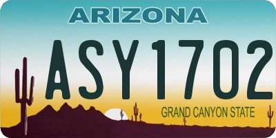 AZ license plate ASY1702