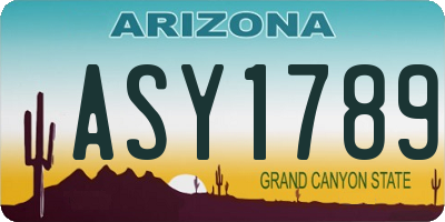 AZ license plate ASY1789