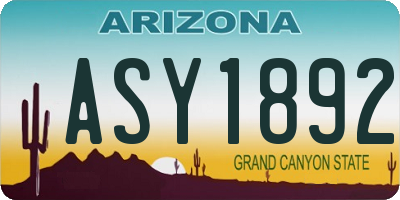 AZ license plate ASY1892
