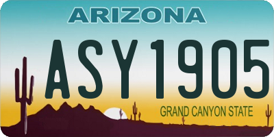 AZ license plate ASY1905