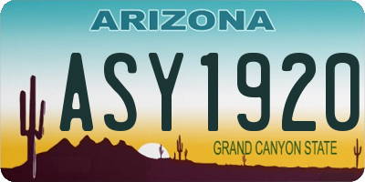 AZ license plate ASY1920