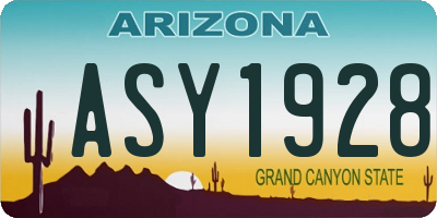 AZ license plate ASY1928