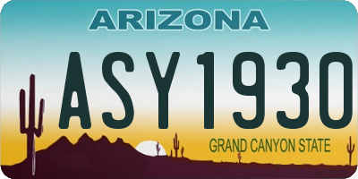 AZ license plate ASY1930