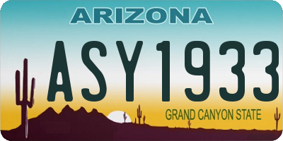AZ license plate ASY1933