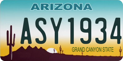 AZ license plate ASY1934