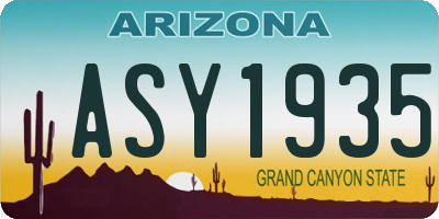 AZ license plate ASY1935