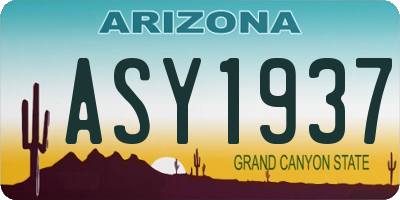 AZ license plate ASY1937