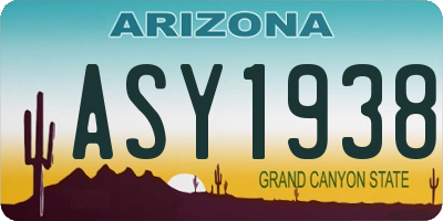 AZ license plate ASY1938