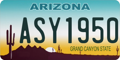 AZ license plate ASY1950