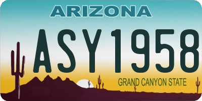 AZ license plate ASY1958