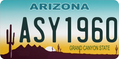 AZ license plate ASY1960