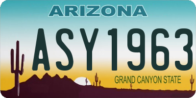 AZ license plate ASY1963