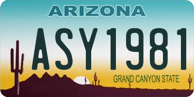 AZ license plate ASY1981