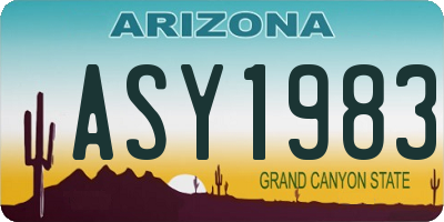 AZ license plate ASY1983