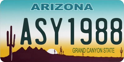 AZ license plate ASY1988