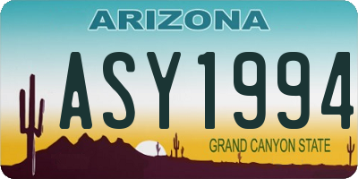 AZ license plate ASY1994