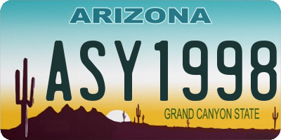 AZ license plate ASY1998