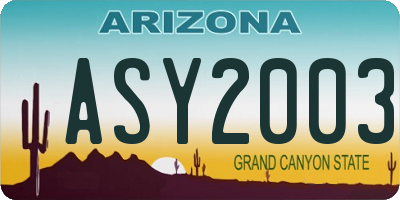 AZ license plate ASY2003